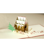 3D Pop-Up Christmas Card Gingerbread House Festive Greetings and Holiday - £5.33 GBP