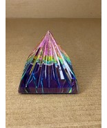 Vintage Multicolor Crystal Pyramid Glass Prism Rainbow Paperweight 1.75&quot; - $38.03 CAD