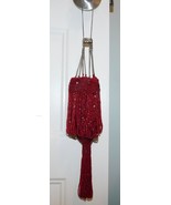 VNTG Red Glass Beaded Art Deco Tassel &amp; Fringe Bag Handbag Purse - $118.79