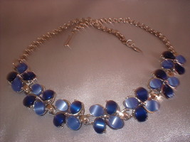 Blue Thermoplastic Flower Design Blue Necklace - $14.00