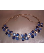 Blue Thermoplastic Flower Design Blue Necklace - £11.06 GBP