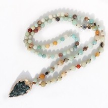 Handmade Agate Necklace with Arrowhead &amp; Gold Accents - Protection &amp; Fashion - £45.93 GBP