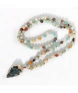 Handmade Agate Necklace with Arrowhead &amp; Gold Accents - Protection &amp; Fas... - $58.41