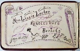 1885 Antique 2 Fraktur Pgs Signed H A Brobet In Autograph Album Berks Pa Lesher - £138.48 GBP