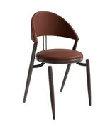 LeisureMod Dining Chair, Upholstered in Leather with Brown Metal Legs, M... - $260.68