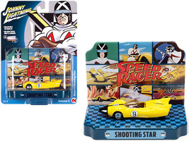Racer X Shooting Star #9 Yellow with Collectible Tin Display &quot;Speed Racer&quot; 1/64  - £28.63 GBP