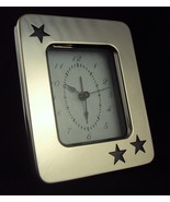 Desk Alarm Clock ~ Analog Alpha Dial In Stainless Steel Frame w/Stars ~ ... - £11.45 GBP
