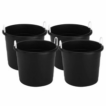 18 Gallon Plastic Utility Storage Bucket Tub W/ Rope Handles, Black, 4 Pack - £147.84 GBP