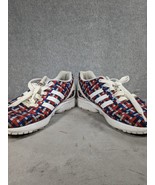 Adidas Red White Blue Plaid Mesh ZX Flux Weave Sneakers Tennis Shoes Siz... - £10.71 GBP