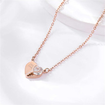 Cubic Zirconia &amp; 18K Rose Gold-Plated &#39;Lock Love&#39; Heart Pendant Necklace - £11.18 GBP