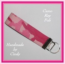 Pink Camo Key Chain, Pink Camo Key Fob, Hot Pink Camo Key Ring, Pink Wri... - $5.25