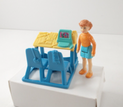 Fisher Price SWEET STREETS Dollhouse Set Computer Desk + Girl Figure CLEAN! - $9.95