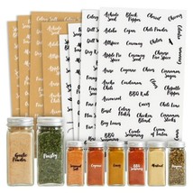 Talented Kitchen 300 Spice Labels Stickers Clear Spice Jar Labels Preprinted - £15.83 GBP