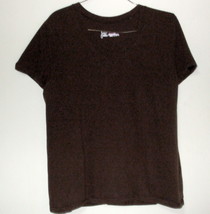 Womens Just My Size Brown Short Sleeve V Neck Top Size 1X - $6.95