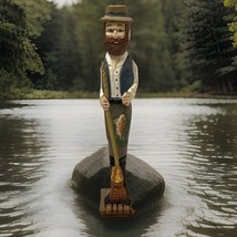 Vintage Nautical Hand Carved Painted Figure Sailor Fisherman Size 13&quot;Tall - $24.39