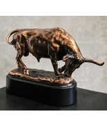Wall Street Charging Bull Bronze Electroplated Resin Statue With Pedesta... - €68,38 EUR