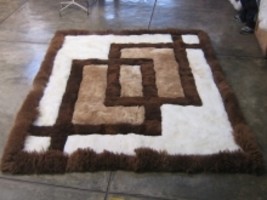 Peruvian Alpaca fur rug with geometric design, 90 x 60 cm - $184.50