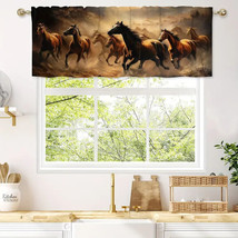 Horses Galloping Herd Rod Pocket Window Valance, Modern Rustic, 54&quot; x 18&quot; - NEW - £11.53 GBP
