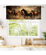 Horses Galloping Herd Rod Pocket Window Valance, Modern Rustic, 54&quot; x 18... - $271.32 MXN