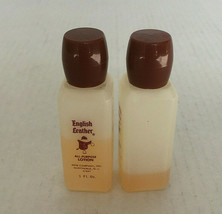 Vintage two small plastic bottles partial contents English leather all p... - £15.59 GBP