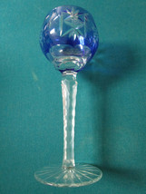 AJKA MARSALA BOHEMIA BLUE CRYSTAL CUT TO CLEAR DECANTER WITH GOBLET - $346.50