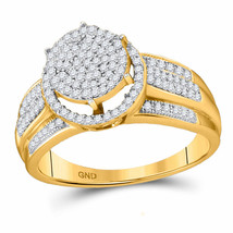 Authenticity Guarantee 
10kt Yellow Gold Womens Round Diamond Circle Cluster ... - £379.95 GBP