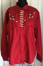 Forage Country Red Southwestern Button Front Long Sleeve Shirt Women’s M - $14.84