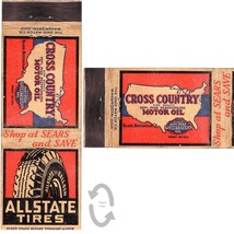 Vintage Matchbook Cover Allstate Tires Sears Roebuck Cross Country Motor Oil 40s - £11.09 GBP