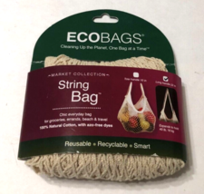 $5 Eco Bags Products String Bag Long Handle Natural Organic Cotton White New - £4.42 GBP