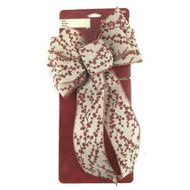 Holiday Living Bow Glitter Holly Berry Christmas Decor Wire Edge Beige a... - $15.76 CAD