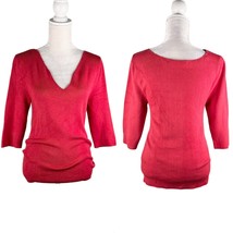 Soft Surroundings Pimi Sweater Medium Red V-Neck Gold Beads - $35.00