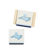 North Carolina Tar Heels 4 pc State Coaster Set Ceramic Gift Blue White - £9.73 GBP