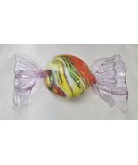 Murano Hand Blown Glass Fused Wrapped Candy Yellow Orange Purple Vintage - $13.87 CAD