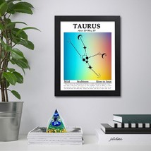 Taurus Astrology Decor Wall Art Print, Zodiac Sign Poster 8&#39;&#39;X10 Framed - £16.07 GBP