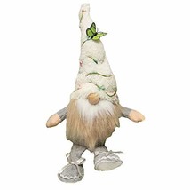 Fairy Garden Gnome T4111 Two Tone Beard Fuzzy Hat Berry Vine Butterfly 14&quot; H - £26.37 GBP