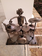 Nuts and Bolts Drummer Recycled Metal Figurine Art Sculpture Steam punk - $18.00