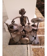 Nuts and Bolts Drummer Recycled Metal Figurine Art Sculpture Steam punk - $342.12 MXN
