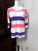 Gap Womens Pocket T Shirt Multicolor Stripe 3/4 Sleeve Round Hem Petites PXS - £7.46 GBP