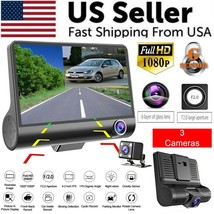 1080P 4" Dual Lens Hd Car Dvr Rearview Video Dash Cam Recorder Camera G-Sensor - £31.77 GBP