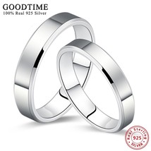 1PCS 925 Silver Jewelry Ring Simple Smooth Pure Solid Silver Couple Wedding Set  - £14.34 GBP