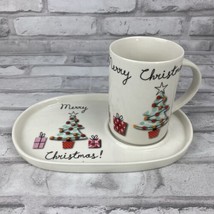 Alex Liddy Merry Christmas Tree Mug with Snack Tray Plate Cookies For Santa - $21.22