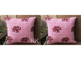 Pair Set Quilted Pillow Cover Case Couch Elephant Print Cushion Cover Home Decor - £31.30 GBP+