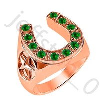 0.50 Ctw Lab Created Emerald 14K Rose Gold Over 2-Star Horseshoe Men&#39;s Ring - $63.62