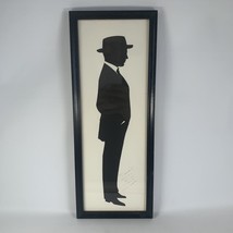 Silhouette Print Man In Suit with Hat Full Body Framed Vintage 14” x 5.5” - £39.87 GBP