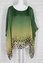 GREY VIOLET Layering Tunic Top Sheer Silk Green Gold Ombre Leopard NWT O... - $79.19