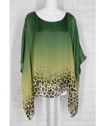 GREY VIOLET Layering Tunic Top Sheer Silk Green Gold Ombre Leopard NWT O... - £62.31 GBP