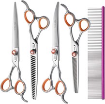 AAA Professional Dog Grooming Scissors Kit 8 In Curved Thinning Straight Chunker - $159.98