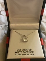 Womens Lab Created White Sapphire Sterling Silver Pendant Necklace - £31.34 GBP