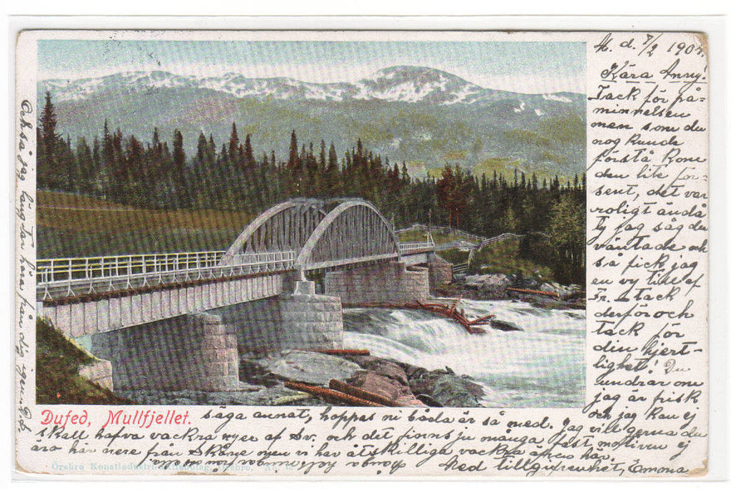 Dufed Bridge Mullfjellet Sweden 1904 postcard - $6.44