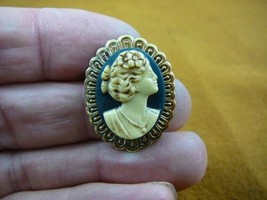 (CS33-14) Small WOMAN hair up ivory CAMEO Pin pendant JEWELRY brooch necklace - $27.10